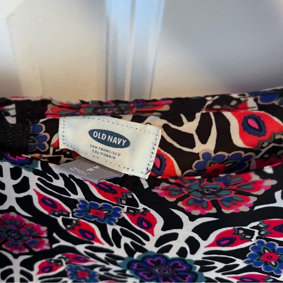 Old Navy geometric print dress black and pink satiny zippered back size a - Picture 3 of 4